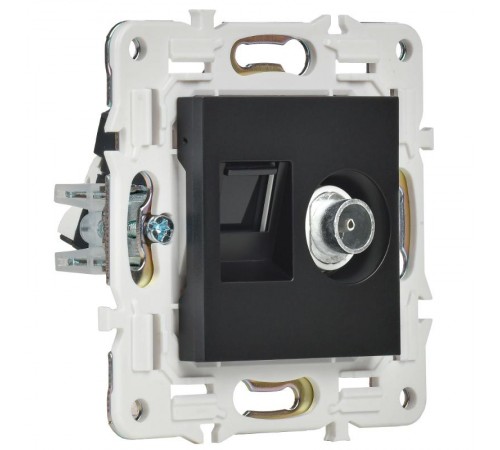 SKANDY Розетка двойная TV+RJ45 кат.6E SK-A15Bl черный  SK-AK20-2-K02  IEK