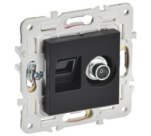 SKANDY Розетка двойная TV+RJ45 кат.6E SK-A15Bl черный  SK-AK20-2-K02  IEK