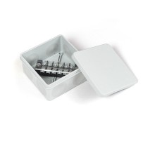 Коробка распределительная двухкомпонентная (HF) в комплекте с 6-кл. зажимами, сечение до 2,5 мм, 100х100х50 серая IP66 PR80.0172  Промрукав