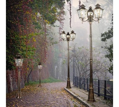 Светильник декоративный уличный PL636 60W 230V E27 224*224*1130мм черное золото (столб)  11645  Feron