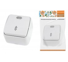 Переключатель на 2 направления 1-кл. открытой установки с подсветкой IP20 10А, белый "Дача" Народная  SQ1824-0006  TDM