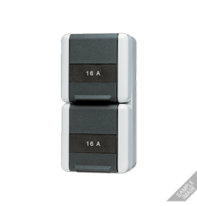 Двойная горизонтальная SCHUKO розетка IP44 16A 250V~   8220KINAW  Jung