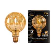 Лампа светодиодная Filament G100 4W 380lm 2400К Е27 golden Baloon LED 1/20  147802004  Gauss