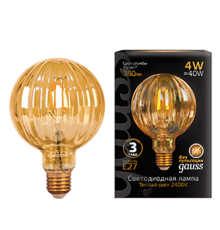 Лампа светодиодная Filament G100 4W 380lm 2400К Е27 golden Baloon LED 1/20  147802004  Gauss