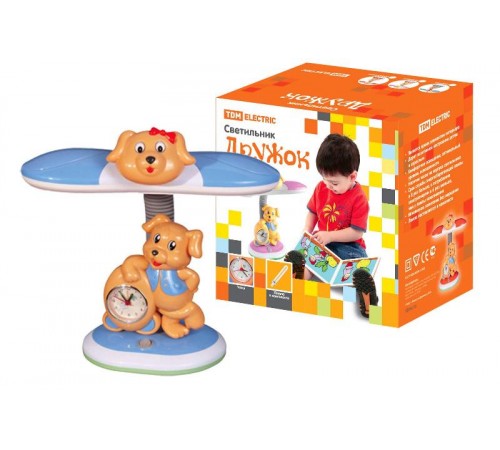 Светильник настольный Дружок настол/часы 220В, 11Вт, G23, голубой  SQ0337-0010  TDM