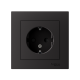 AtlasDesign Карбон Розетка с заземлением со шторками, 16А, (в сборе с рамкой)  ATN001044  SE