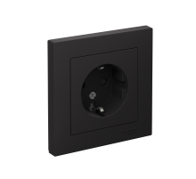 AtlasDesign Карбон Розетка с заземлением со шторками, 16А, (в сборе с рамкой)  ATN001044  SE