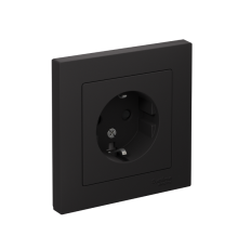 AtlasDesign Карбон Розетка с заземлением со шторками, 16А, (в сборе с рамкой)  ATN001044  SE