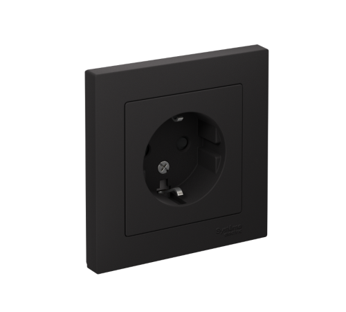 AtlasDesign Карбон Розетка с заземлением со шторками, 16А, (в сборе с рамкой)  ATN001044  SE