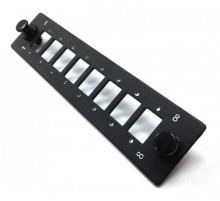 Панель лицевая FO-FP-W140H42-8SC/DLC-BK (модуль) для установки 8-SC(DLC), с отверстиями М2 для крепления адаптера, черная  250386  Hyperline