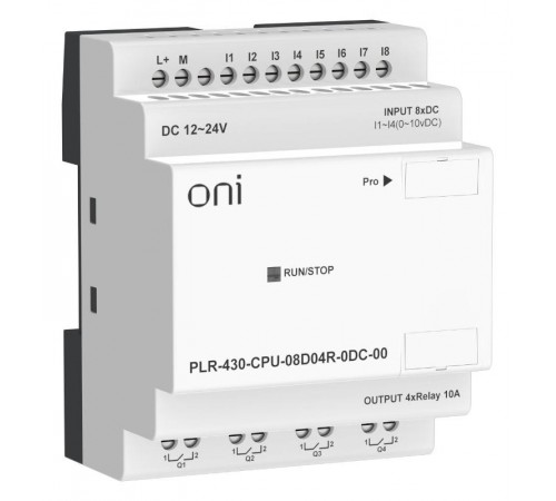ПЛК 430 Модуль ЦПУ 8 DI 4 RO 24В DC без экрана  PLR-430-CPU-08D04R-0DC-00  ONI