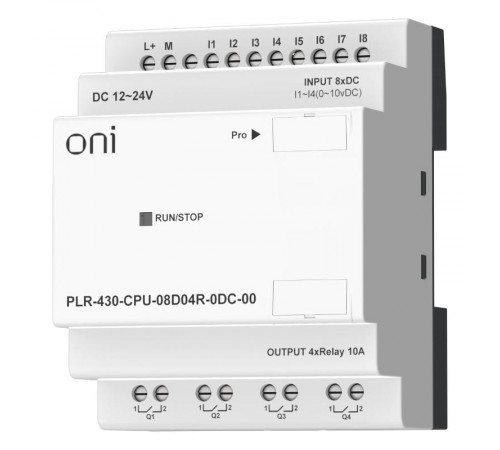 ПЛК 430 Модуль ЦПУ 8 DI 4 RO 24В DC без экрана  PLR-430-CPU-08D04R-0DC-00  ONI