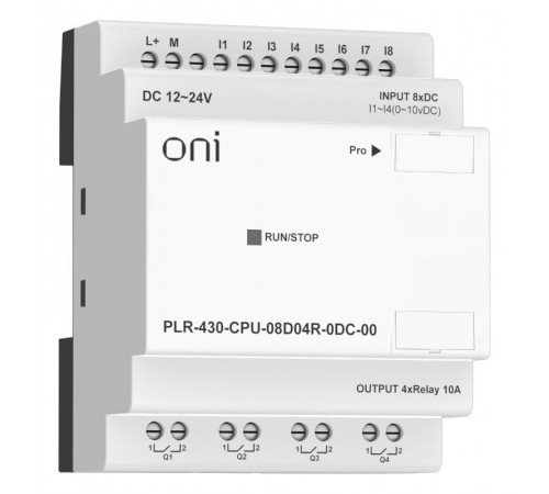 ПЛК 430 Модуль ЦПУ 8 DI 4 RO 24В DC без экрана  PLR-430-CPU-08D04R-0DC-00  ONI