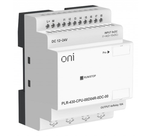 ПЛК 430 Модуль ЦПУ 8 DI 4 RO 24В DC без экрана  PLR-430-CPU-08D04R-0DC-00  ONI