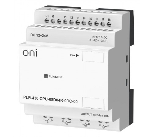 ПЛК 430 Модуль ЦПУ 8 DI 4 RO 24В DC без экрана  PLR-430-CPU-08D04R-0DC-00  ONI