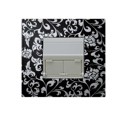 Розетка наклонная для передачи данных со шторкой на 2 разъема RJ45 серого цвета S27  27086-37  Simon