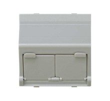 Розетка наклонная для передачи данных со шторкой на 2 разъема RJ45 серого цвета S27  27086-37  Simon