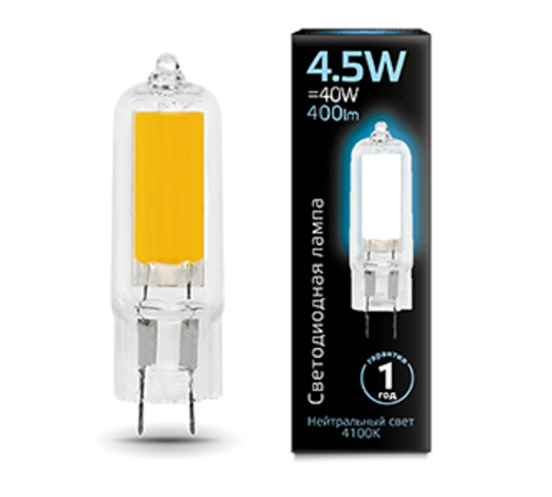 Лампа светодиодная Black LED G4 AC220-240V 4.5W 400lm 4100K Glass  107807204  Gauss