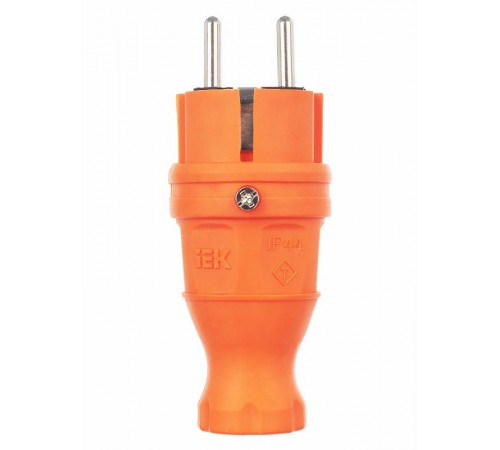 Вилка прямая каучук ОМЕГА IP44 оранжева яВБп3-1-0м  PKR01-016-2-K09  IEK
