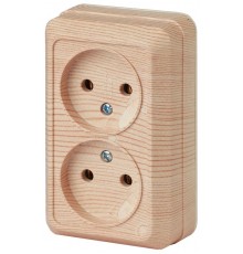 2-203-11 Intro Розетка 2х2P, 16А-250В, IP20, ОУ, Quadro, сосна  Б0027654  Intro