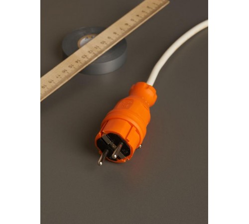 Вилка прямая каучук ОМЕГА IP44 оранжева яВБп3-1-0м  PKR01-016-2-K09  IEK