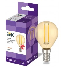 Лампа светодиодная LED G45 шар золото 7Вт 230В 2700К E14 серия 360°  LLF-G45-7-230-30-E14-CLG  IEK