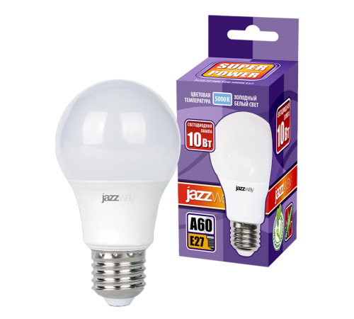 Лампа светодиодная LED 10Вт Е27 220В 5000К PLED- SP A60 груша  1033727  Jazzway