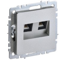 BRITE Розетка компьютерная 2-ая RJ45 кат.5E РК10-2-БрА алюминий  BR-K20-1-K47  IEK