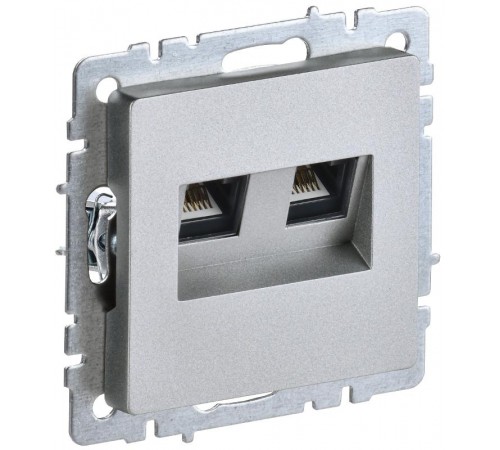 BRITE Розетка компьютерная 2-ая RJ45 кат.5E РК10-2-БрА алюминий  BR-K20-1-K47  IEK