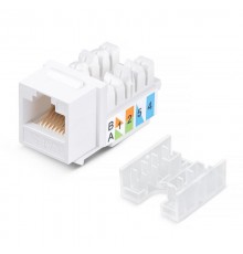 Модуль Keystone Jack RJ-45(8P8C), UTP неэкранированный, CAT 5e, тип 90 градусов, белый REXANT PRO  02-0064  REXANT