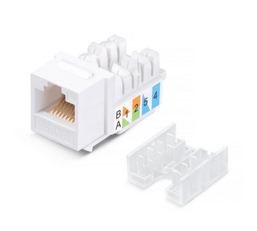 Модуль Keystone Jack RJ-45(8P8C), UTP неэкранированный, CAT 5e, тип 90 градусов, белый REXANT PRO  02-0064  REXANT