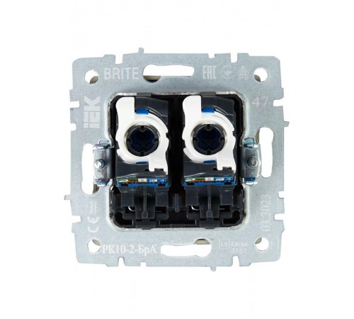 BRITE Розетка компьютерная 2-ая RJ45 кат.5E РК10-2-БрА алюминий  BR-K20-1-K47  IEK