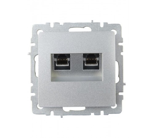 BRITE Розетка компьютерная 2-ая RJ45 кат.5E РК10-2-БрА алюминий  BR-K20-1-K47  IEK