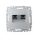 BRITE Розетка компьютерная 2-ая RJ45 кат.5E РК10-2-БрА алюминий  BR-K20-1-K47  IEK