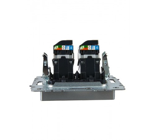 BRITE Розетка компьютерная 2-ая RJ45 кат.5E РК10-2-БрА алюминий  BR-K20-1-K47  IEK