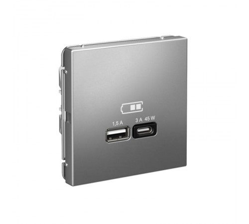 ArtGallery Сталь Розетка USB A + тип-C 45Вт высокоскор.заряд. QC, PD, механизм  GAL000929  SE