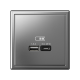 ArtGallery Сталь Розетка USB A + тип-C 45Вт высокоскор.заряд. QC, PD, механизм  GAL000929  SE