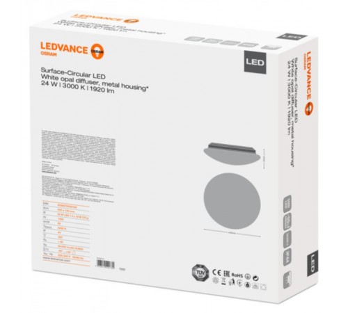 Светильник светодиодный ДПО-24Вт 3000K 1920Лм IP44 белый 400мм LEDVANCE  4058075000780  LEDVANCE