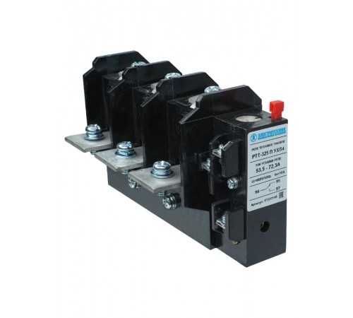 РТТ-325 П УХЛ4, 63А, 53,5 - 72,3А, 660В/50Гц, 1з+1р, ручной возврат, IP00, реле электротепловое токовое (ЭТ)  ET512148  Электротехник