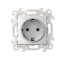 Розетка с заземлением Schuko 2Р+Е 16A 250В цвета алюминий S24 Harmonie  2450434-033  Simon