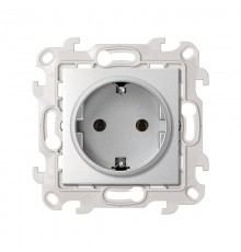 Розетка с заземлением Schuko 2Р+Е 16A 250В цвета алюминий S24 Harmonie  2450434-033  Simon