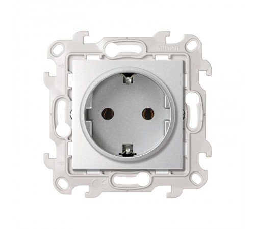 Розетка с заземлением Schuko 2Р+Е 16A 250В цвета алюминий S24 Harmonie  2450434-033  Simon