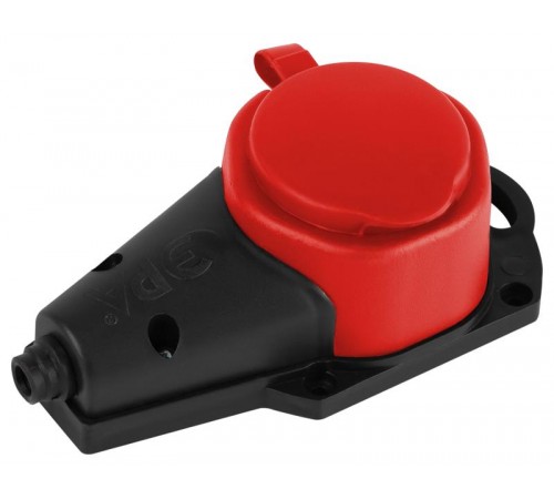 Колодка  KX-1e-RED-IP44 каучуковая с заземлением 1 розетка 16A IP44 красная  Б0068412  ЭРА