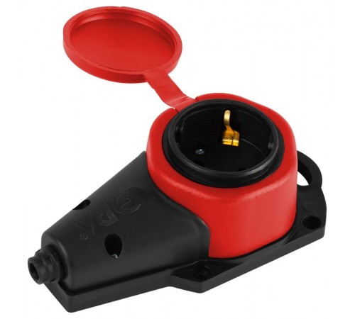 Колодка  KX-1e-RED-IP44 каучуковая с заземлением 1 розетка 16A IP44 красная  Б0068412  ЭРА