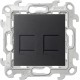 Simon 24 Графит Комп. розетка 2-ая RJ45 кат 5е UTP  2450593-038  Simon