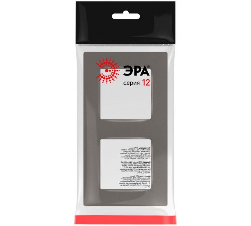 Рамка для розеток и выключателей  Серия 12 12-5202-16 на 2 поста, Классик, титан  Б0067733  ЭРА