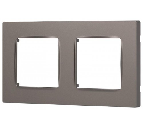 Рамка для розеток и выключателей  Серия 12 12-5202-16 на 2 поста, Классик, титан  Б0067733  ЭРА