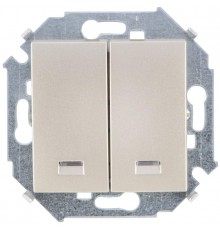 Simon 15 Шампань Выключатель 2-кл с подсветкой, 16А 250В, винт. зажим  1591392-034  Simon