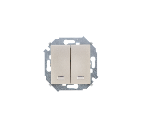 Simon 15 Шампань Выключатель 2-кл с подсветкой, 16А 250В, винт. зажим  1591392-034  Simon