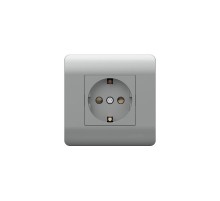 Розетка с/з со шторками, 16А, серебряный(NEW3-E)  431405  CHINT